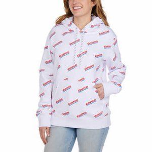 NWT Costco Wholesale Unisex Logo Hoodie, White, Men's Medium/Women's Large